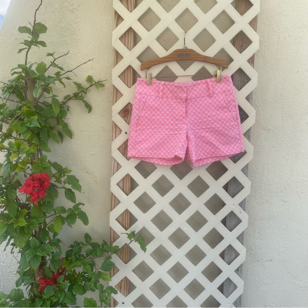 Ann Taylor Neon Pink Lattice Check Shorts Women's Size 2